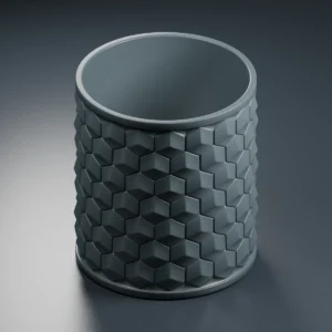 Geometryczny organizer na biurko — wizualizacja rzeczywistego modelu 3D